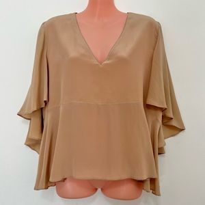 The Korner Tan Silk Blouse